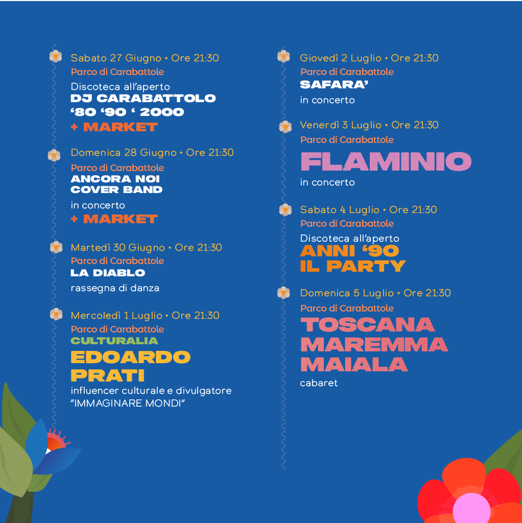 Locandina del mercatino CARABATTOLE LOVE PARK – AGLIANA