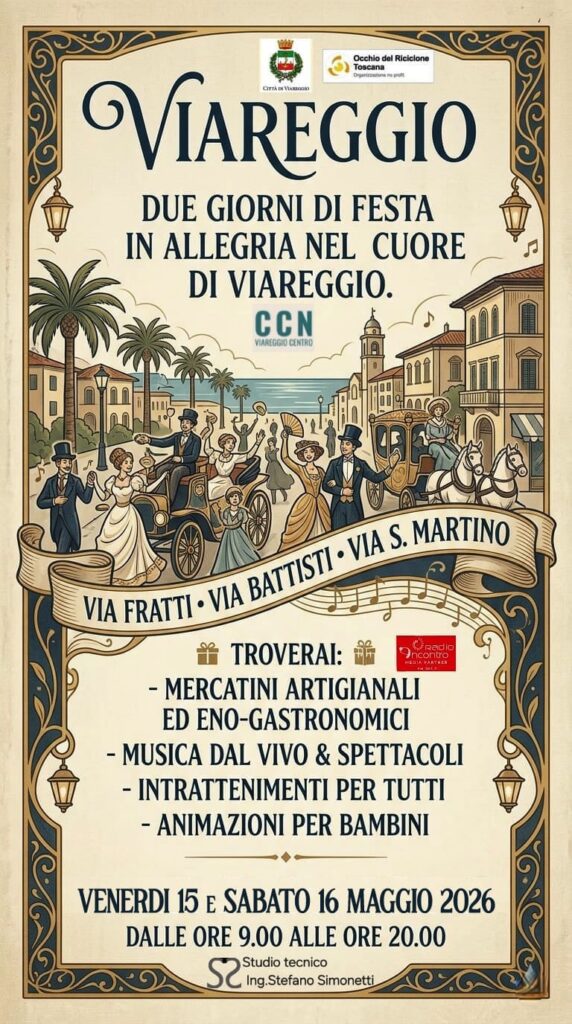 Locandina del mercatino DUE GIORNI DI FESTA – VIAREGGIO-