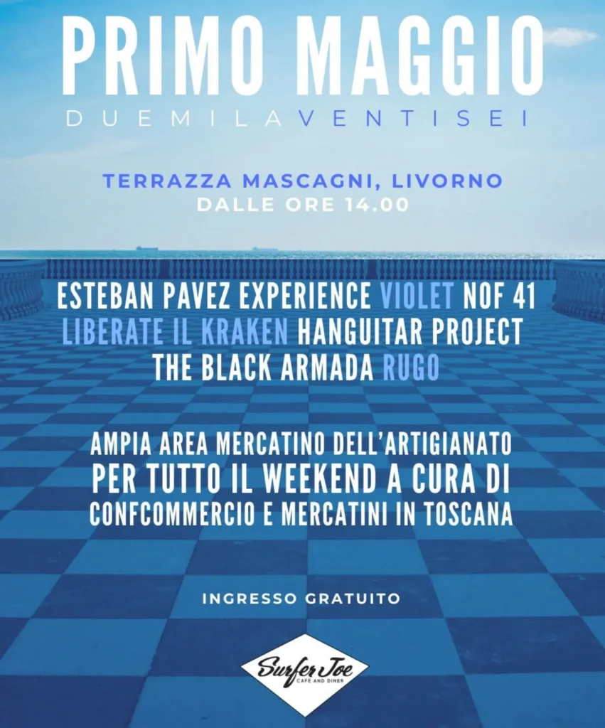 Locandina del mercatino 1° MAGGIO SURFER JOE LIVORNO