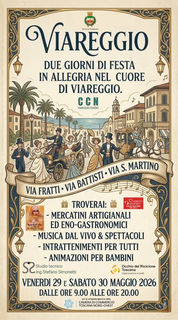 Locandina del mercatino DUE GIORNI IN FESTA – VIAREGGIO-
