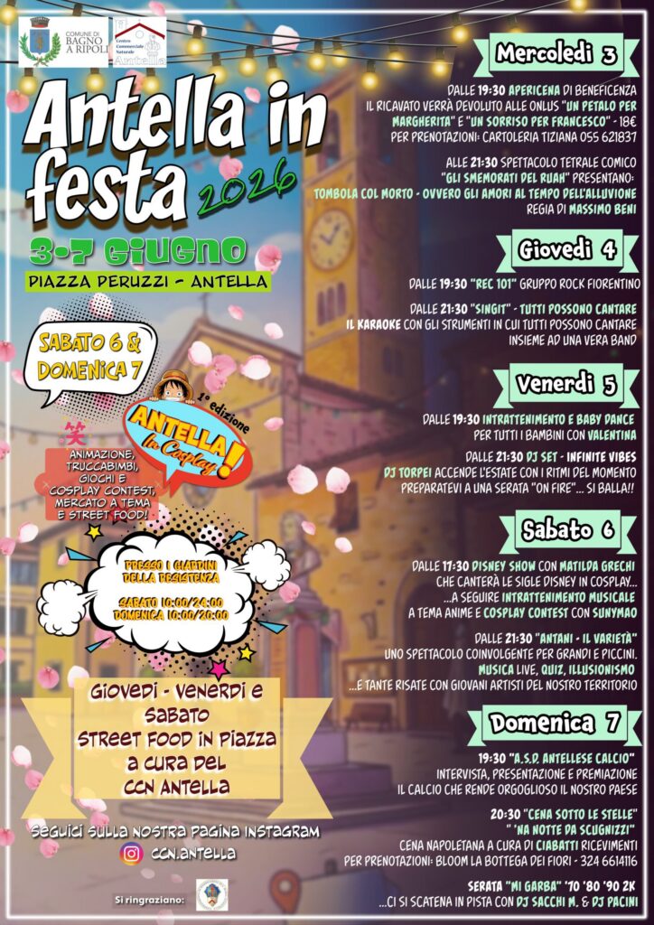 Locandina del mercatino ANTELLA IN FESTA E COSPLAY