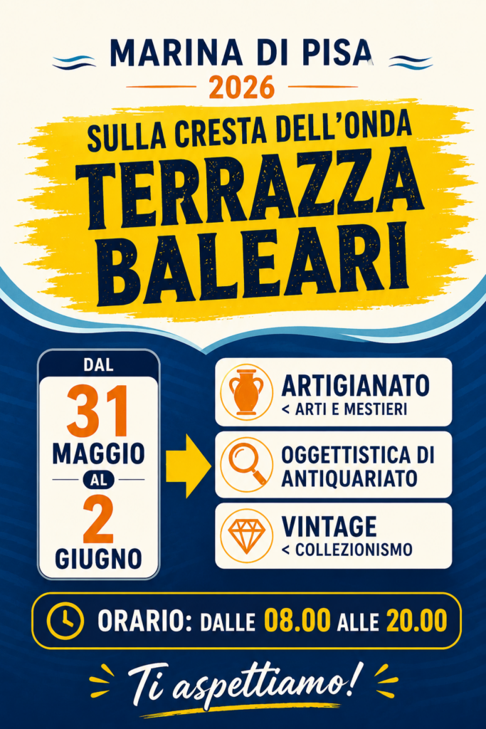 Locandina del mercatino SULLA CRESTA DELL’ONDA – MARINA DI PISA