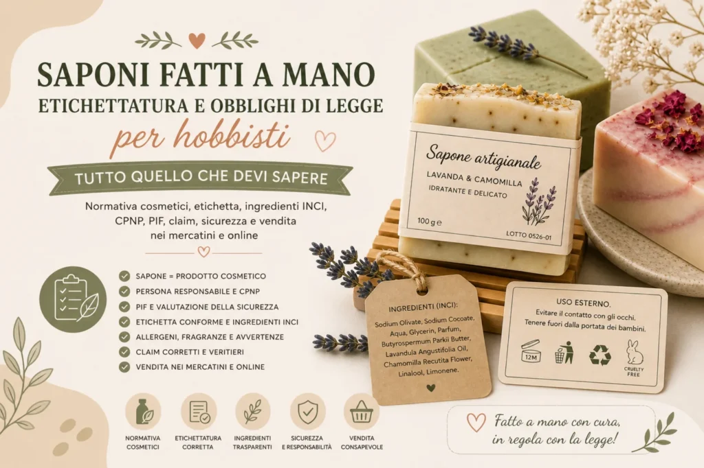 Saponi fatti a mano: etichettatura e obblighi di legge per hobbisti