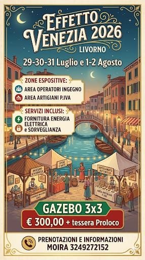 Locandina del mercatino EFFETTO VENEZIA – LIVORNO