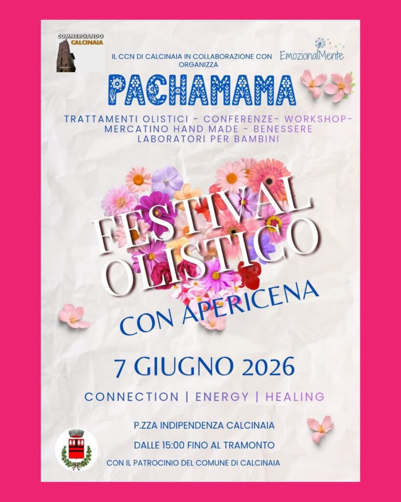 Locandina del mercatino FESTIVAL OLISTICO PACHAMAMA – CALCINAIA – PI