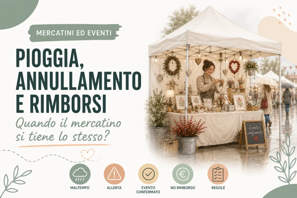 Mercatini annullati per maltempo: quando pioggia e previsioni meteo non bastano per avere il rimborso