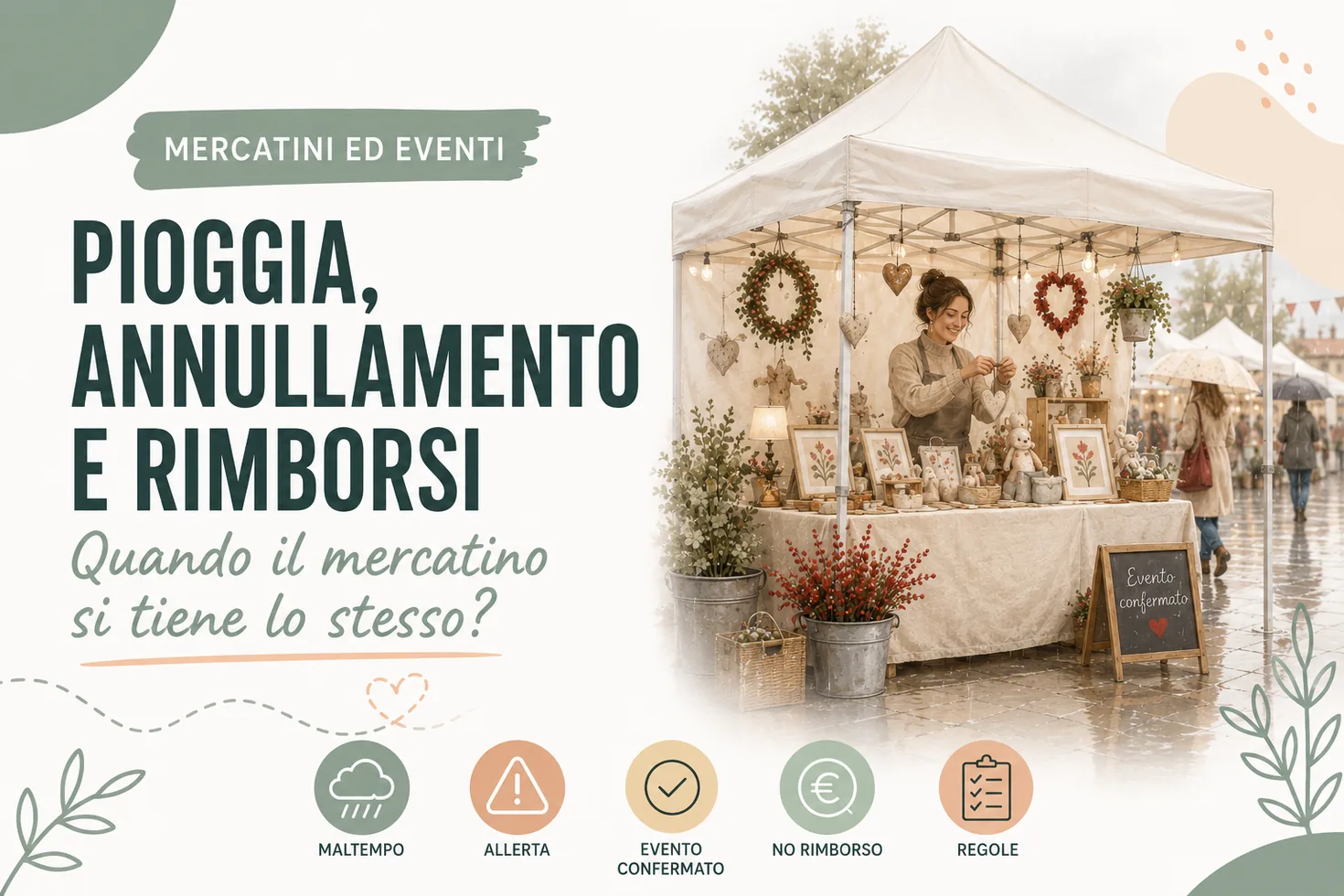 Mercatini annullati per maltempo: quando pioggia e previsioni meteo non bastano per avere il rimborso