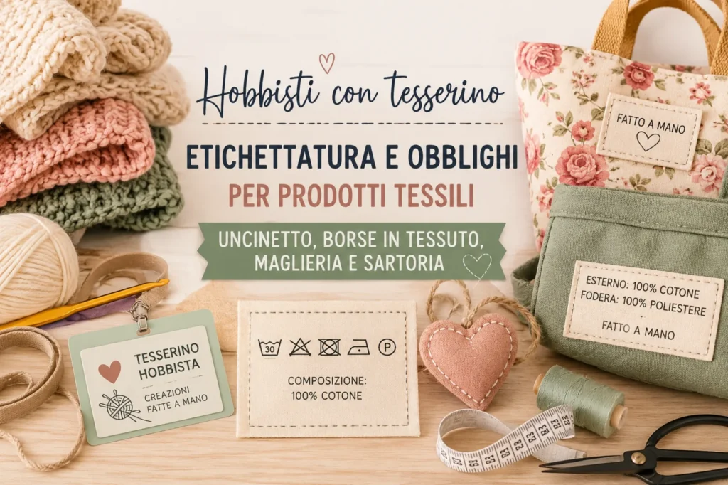 Hobbisti e prodotti tessili: etichettatura e obblighi per uncinetto, borse, maglieria e sartoria