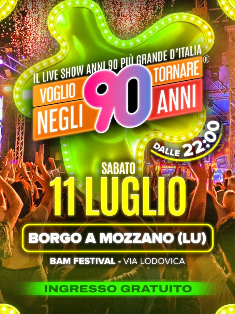 Locandina del mercatino BAM FESTIVAL – BORGO A MOZZANO – LU-