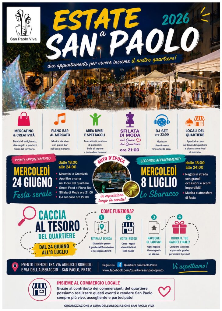 Locandina del mercatino ESTATE A SAN PAOLO – PRATO
