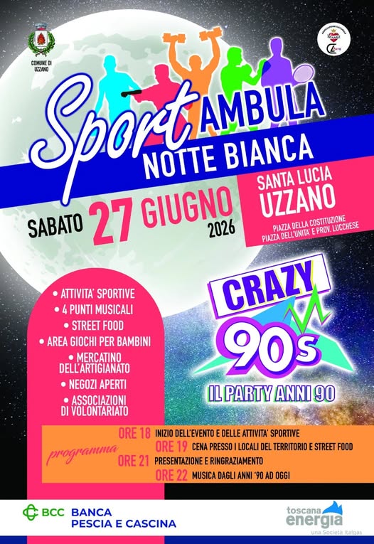 Locandina del mercatino SPORTAMBULA – NOTTE BIANCA -UZZANO – PT-