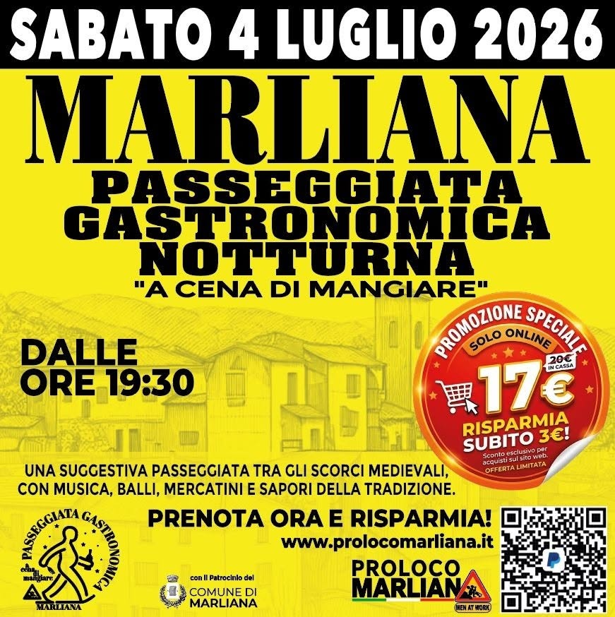 PASSEGGIATA GASTRONOMICA NOTTURNA – MARLIANA – PT-