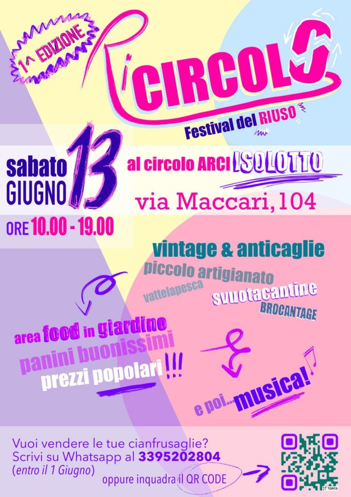 Locandina del mercatino FESTIVAL DEL RIUSO – ISOLOTTO – FI