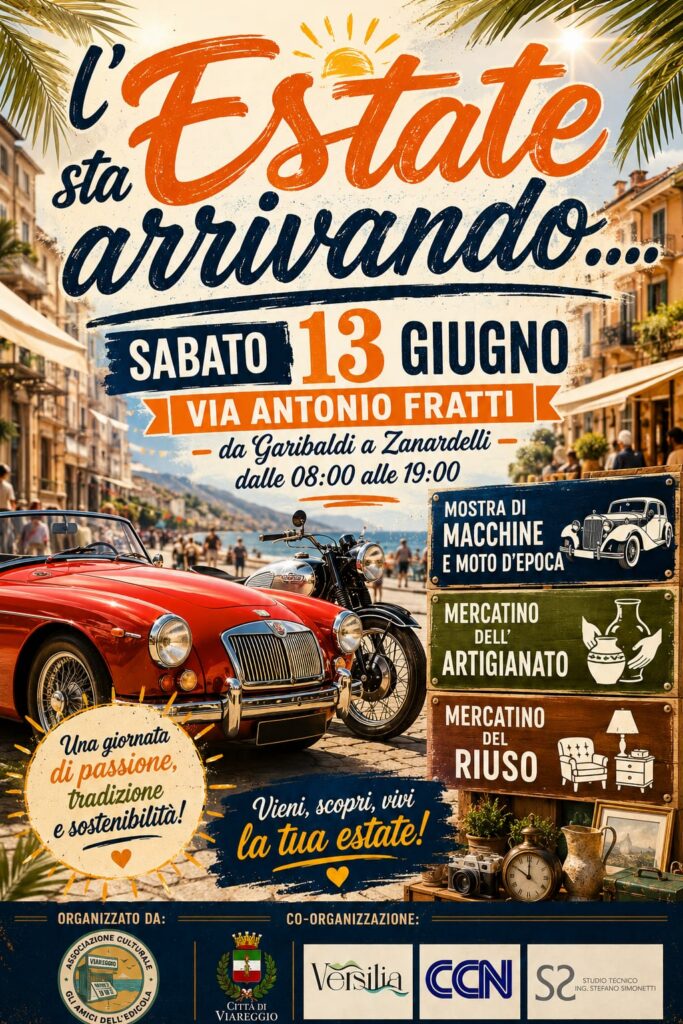 Locandina del mercatino L’ESTATE STA ARRIVANDO – VIAREGGIO