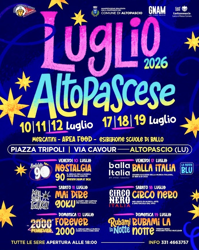 Locandina del mercatino LUGLIO ALTOPASCESE – ALTOPASCIO –