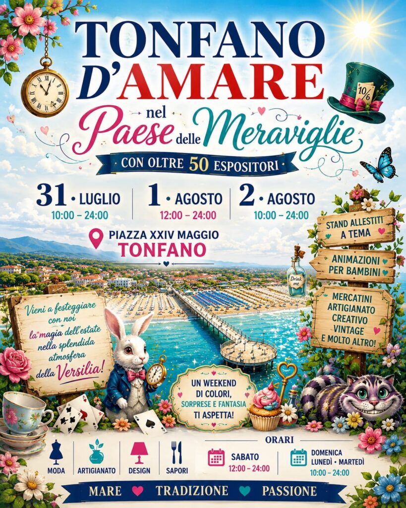 Locandina del mercatino TONFANO D’AMARE – MARINA DI PIETRASANTA – LU-