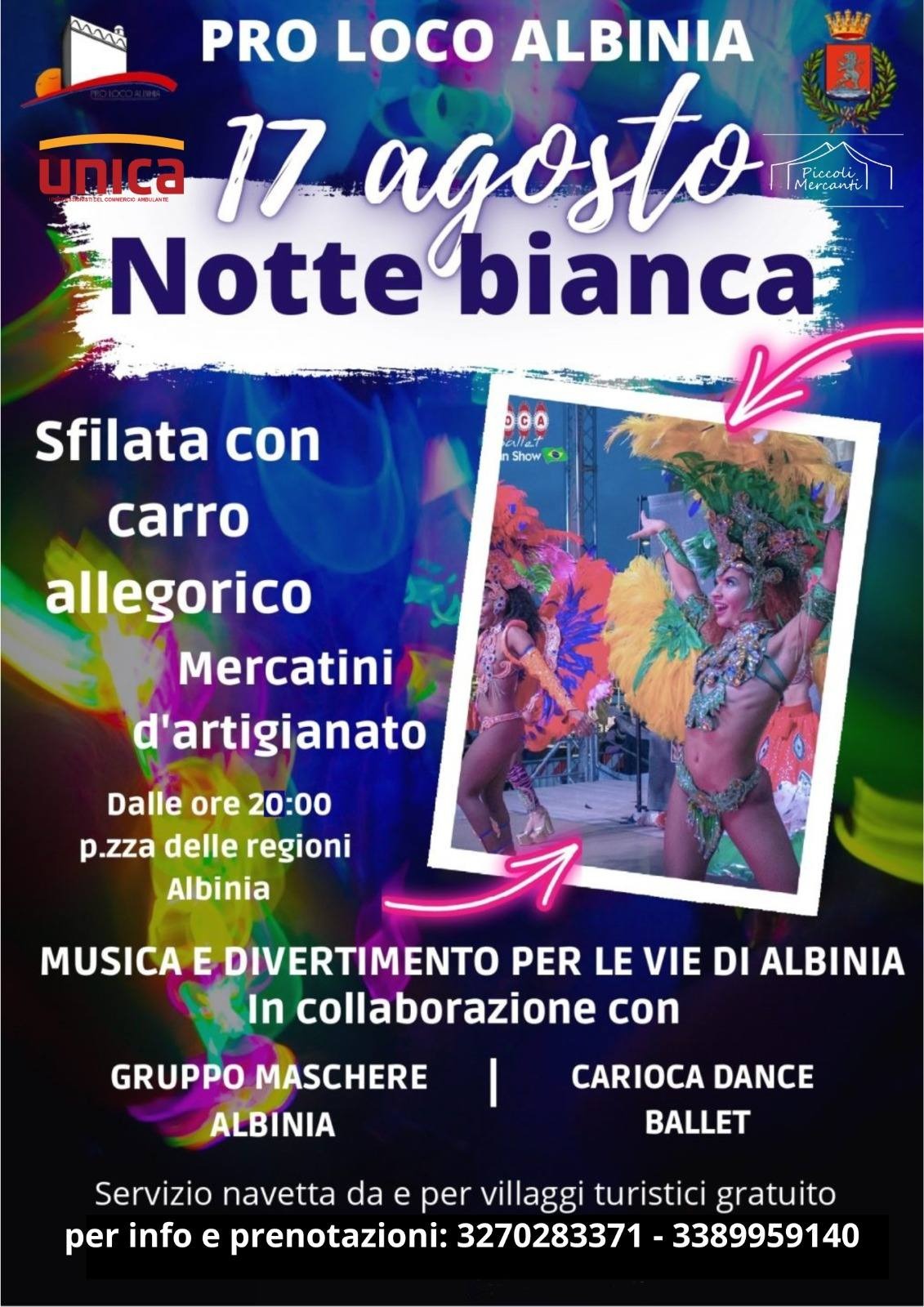 Locandina del mercatino NOTTE BIANCA – ALBINIA – GR