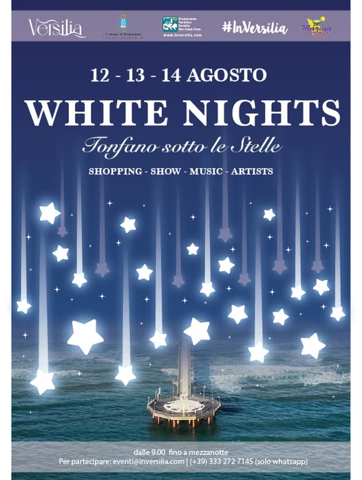 Locandina del mercatino WHITE NIGHTS- TONFANO SOTTO LE STELLE – LU