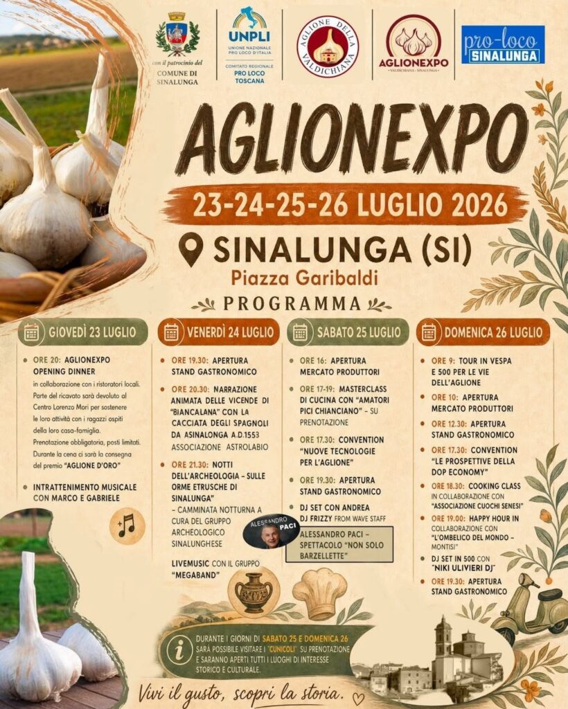 Locandina del mercatino AGLIONEXPO – SINALUNGA – SI