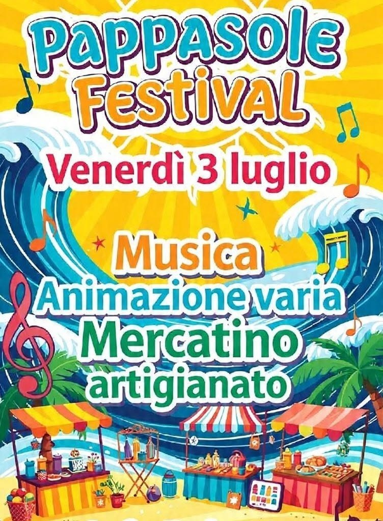 Locandina del mercatino PAPPASOLE FESTIVAL – RIOTORTO – LI