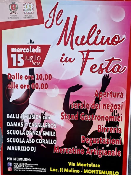 Locandina del mercatino MULINO IN FESTA – MONTEMURLO – PO