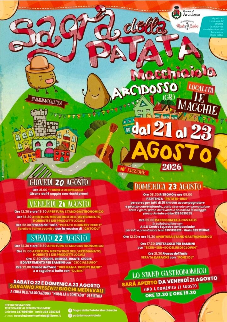 Locandina del mercatino SAGRA DELLA PATATA MACCHIAIOLA – ARCIDOSSO – GR