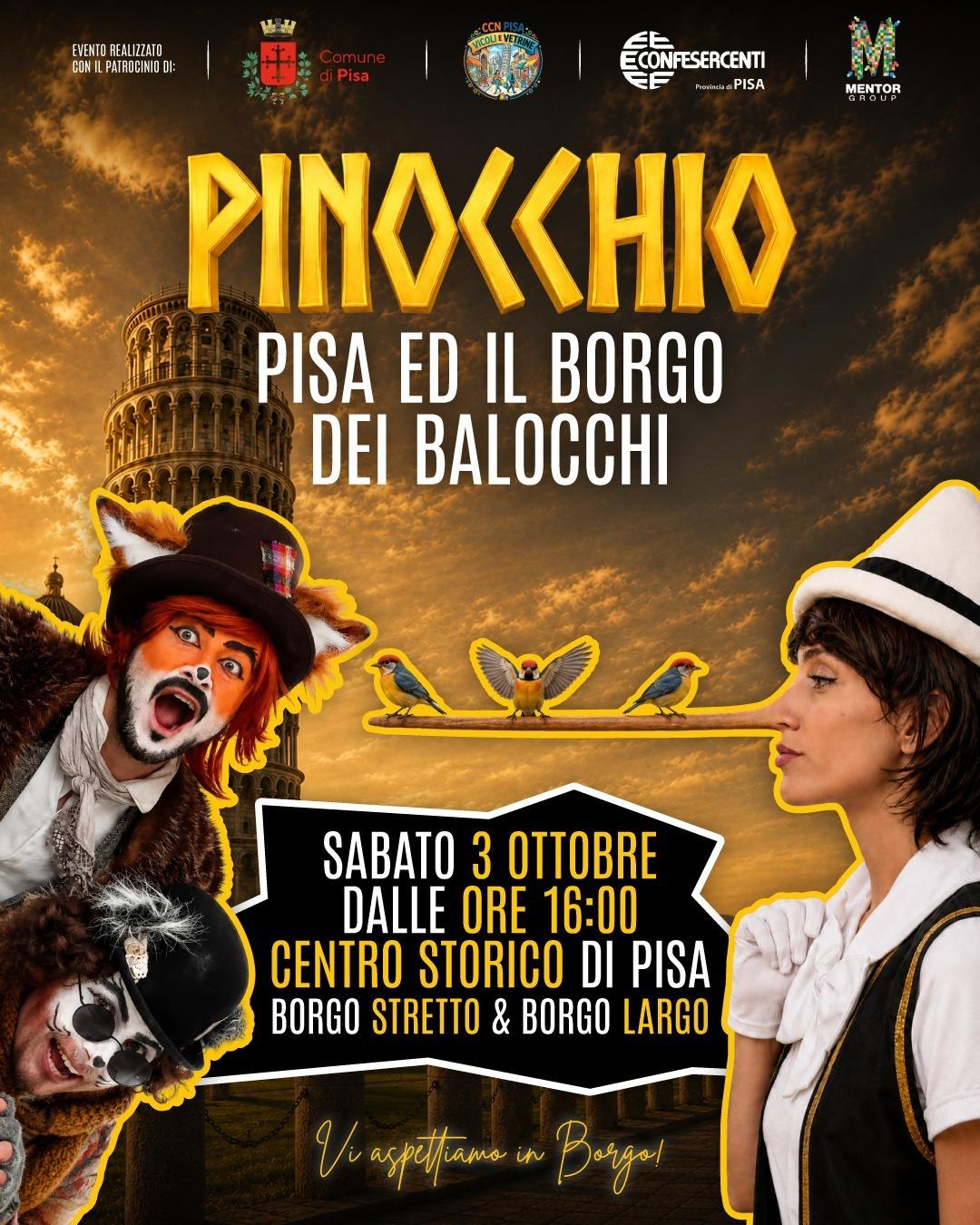 Locandina Pinocchio: Pisa ed il Borgo dei Balocchi, 3 ottobre 2026