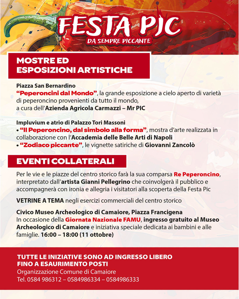 Mostre, esposizioni ed eventi collaterali della Festa Pic 2026