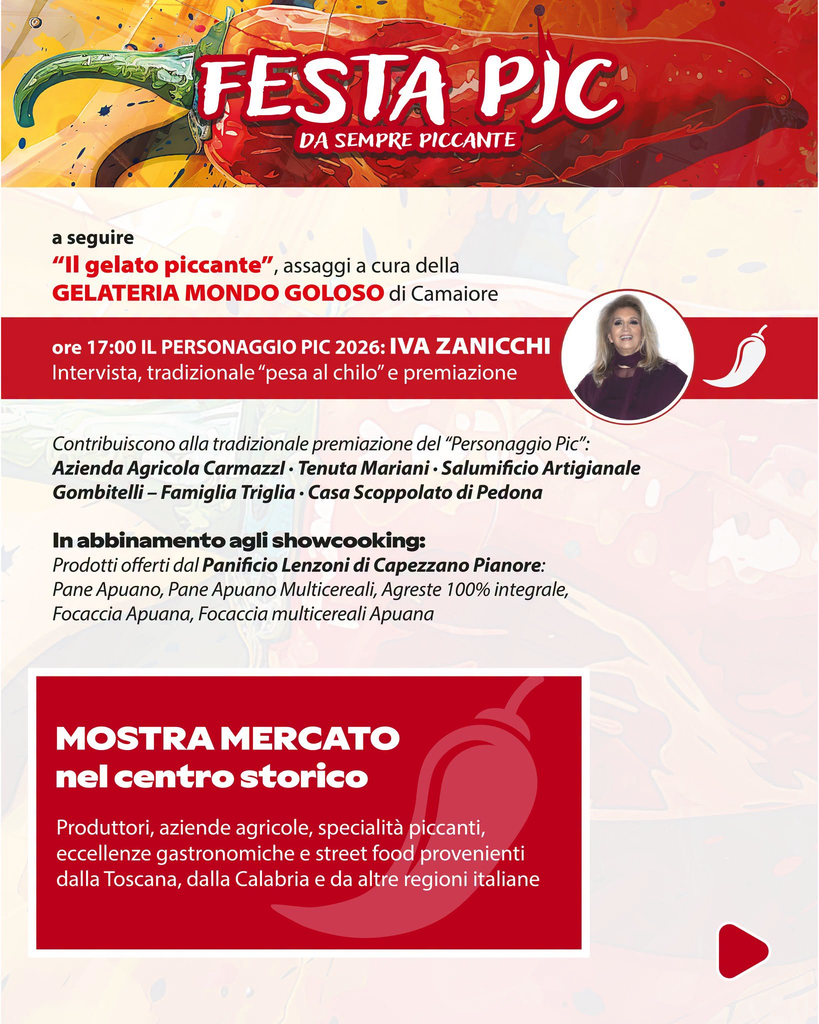 Iva Zanicchi Personaggio Pic 2026 e mostra mercato di Camaiore