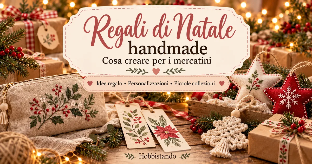 Regali di Natale handmade: pochette ricamata, segnalibri botanici e decorazioni in tessuto e macramè per i mercatini.