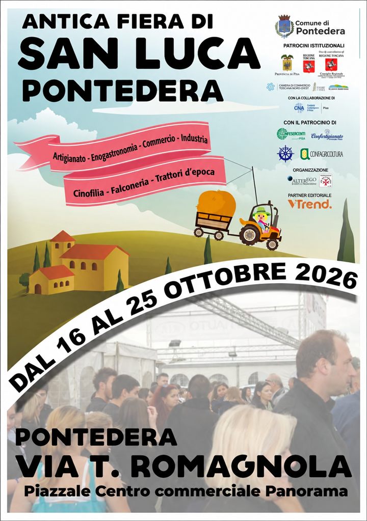 Locandina dell’Antica Fiera di San Luca a Pontedera, dal 16 al 25 ottobre 2026.