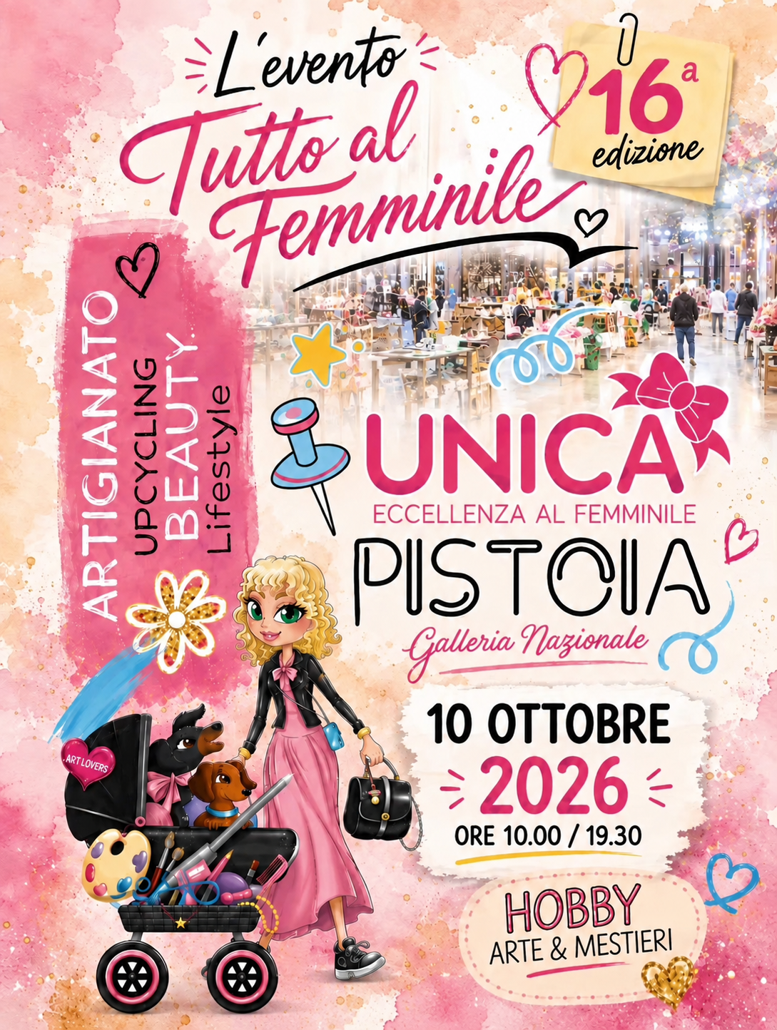 Locandina UNICA, 16ª edizione a Pistoia il 10 ottobre 2026 nella Galleria Nazionale, dalle 10:00 alle 19:30.